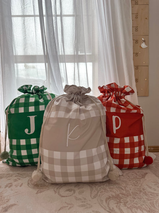 Gingham Santa Sack