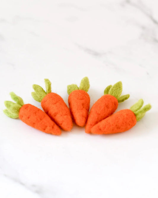 FELT CARROTS - 5 ORANGE CARROTS
